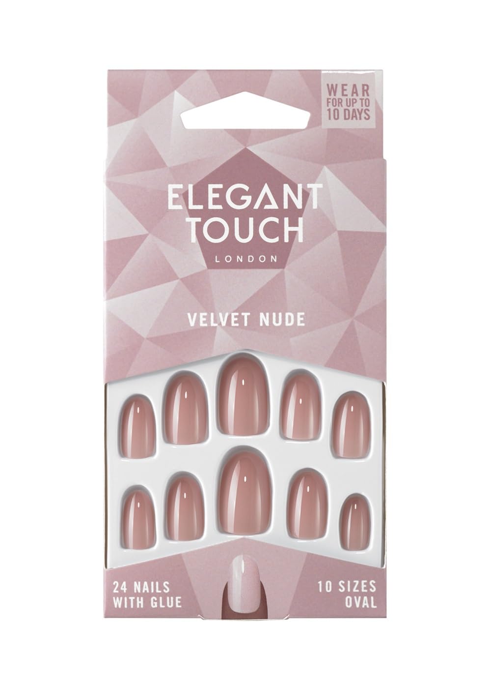 Version 1.0.0 Elegant Touch Colour 24 Nails With Glue Oval Velvet Nude - Image 1