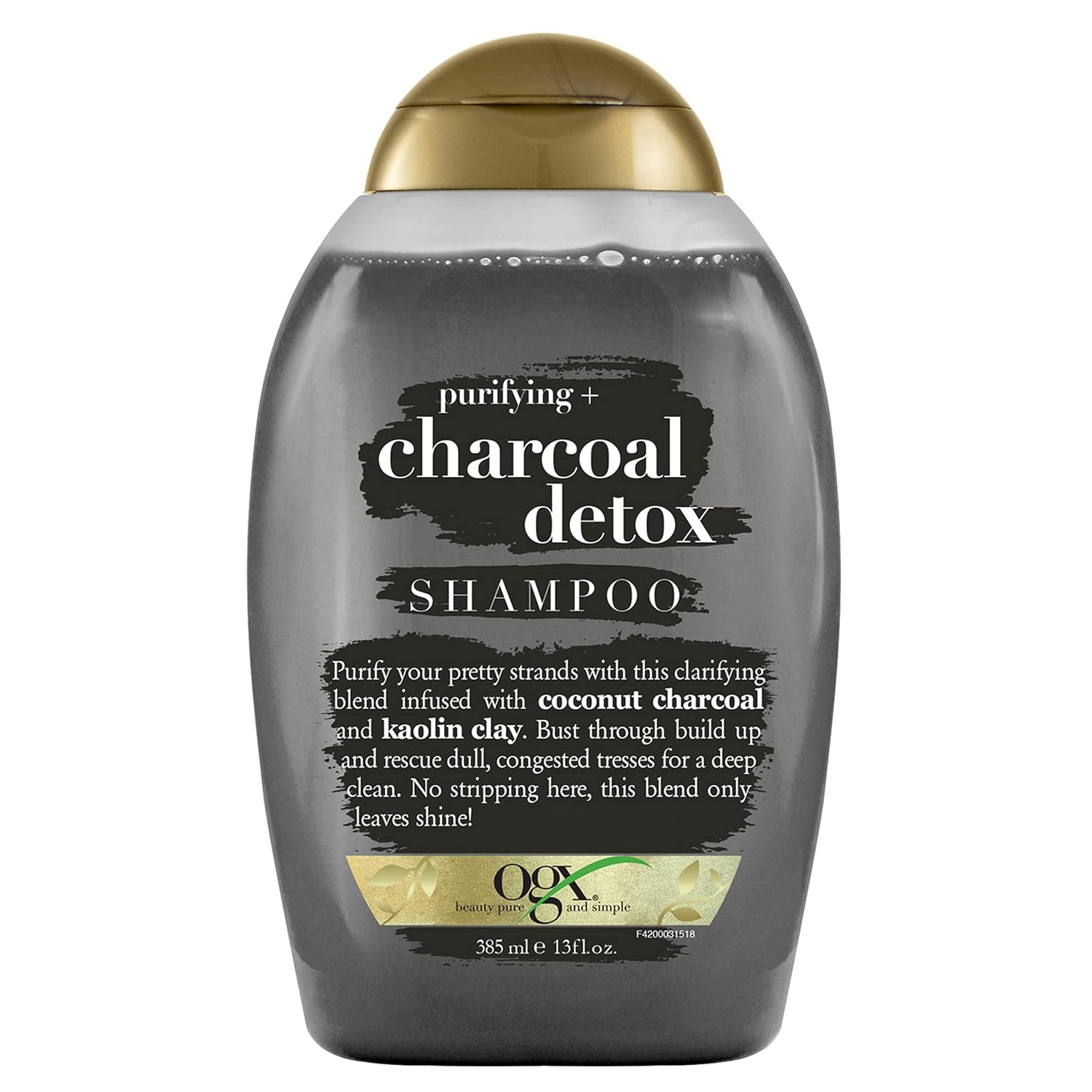 OGX Purifying + Charcoal Detox Shampoo for Buildup Removal and Light Nourishment, No Sulfates, 13 fl oz