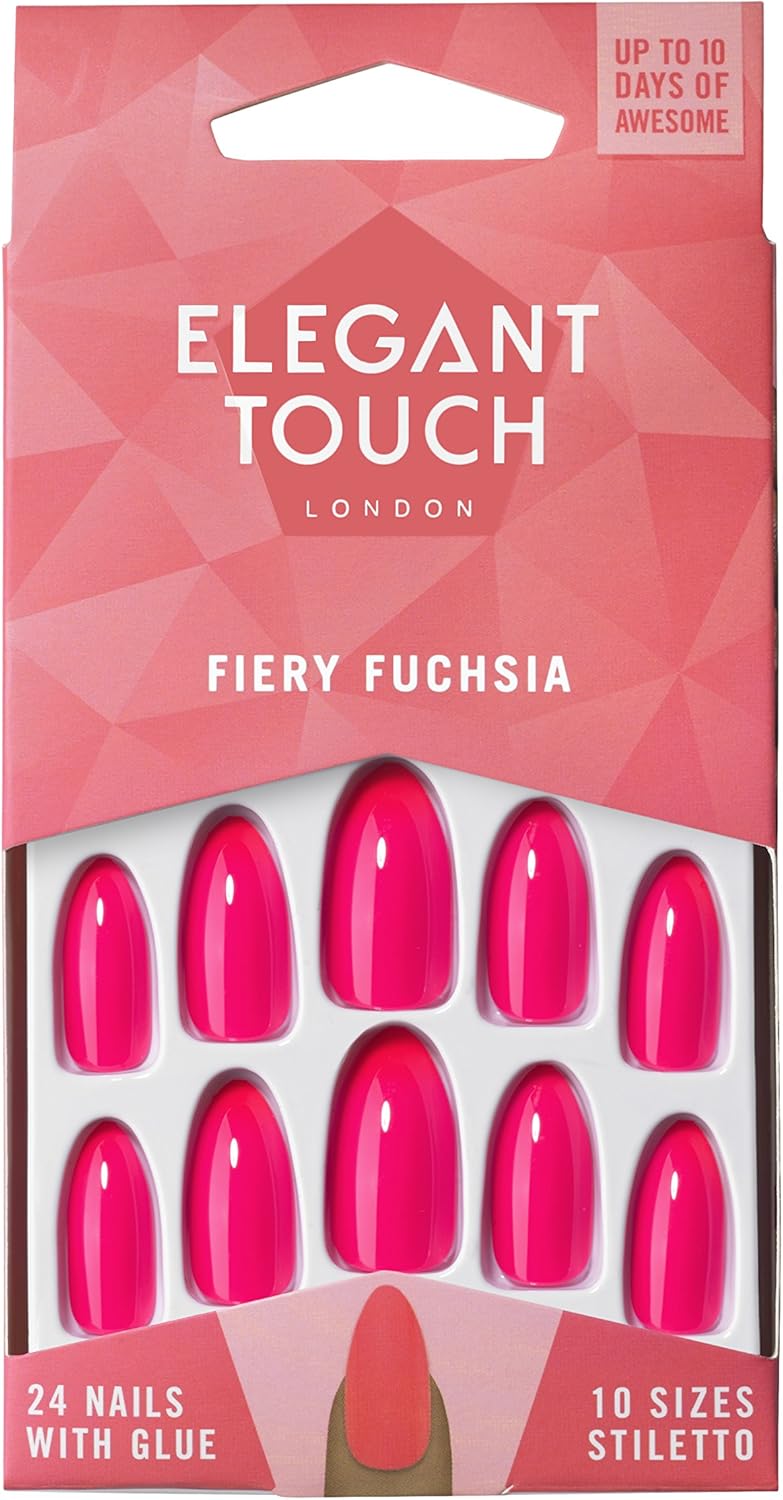 Elegant Touch Colour False Nails - Fiery Fuchsia
