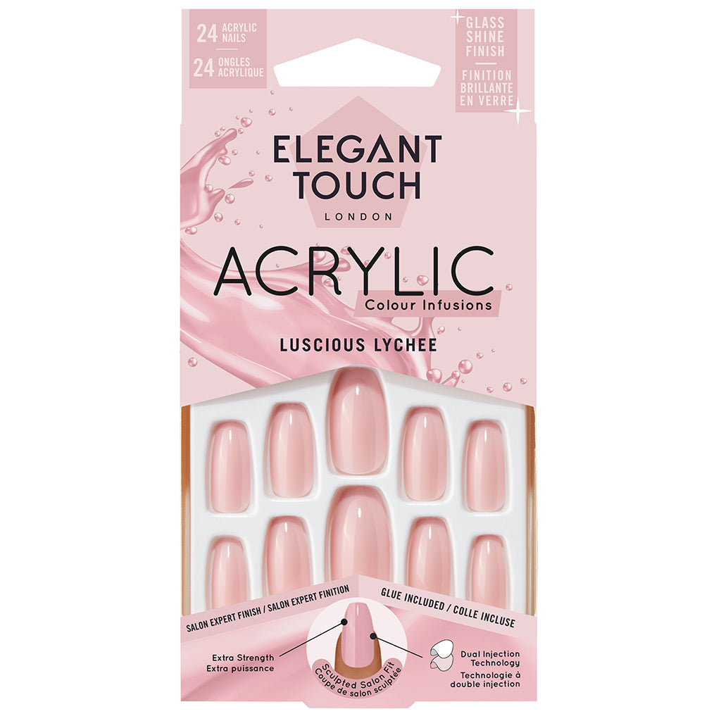 Elegant Touch False Nails Acrylic Colour Infusions - Luscious Lychee
