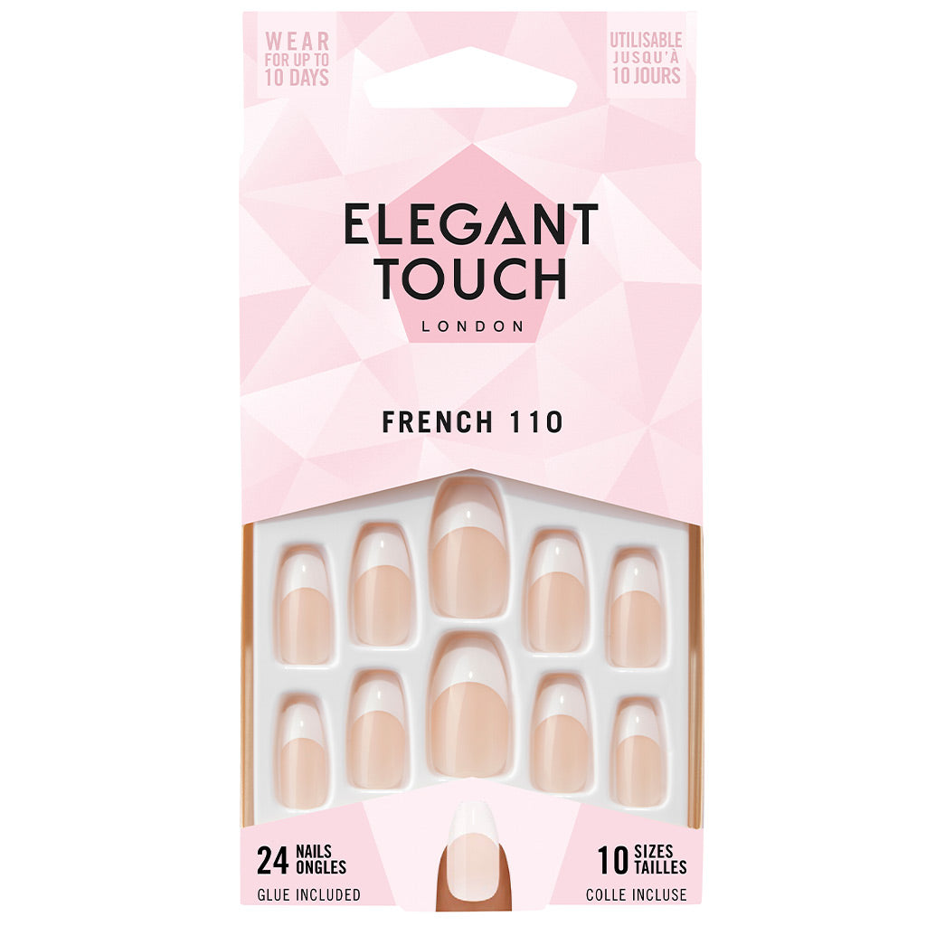 Elegant Touch False Nails Coffin Medium Length - French 110