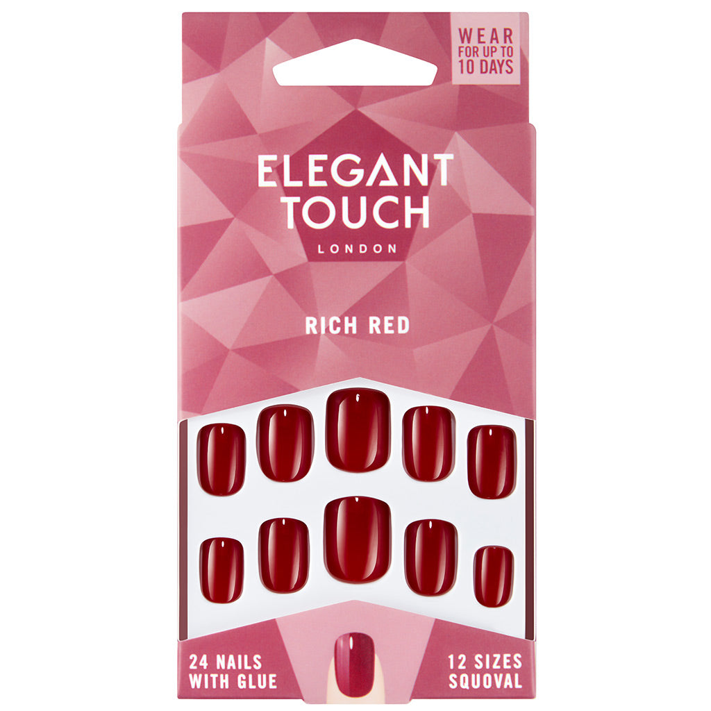elegant-touch-false-nails-squoval-short-length-rich-red-1.jpg Elegant Touch False Nails Squoval Short Length - Rich Red - Image 1