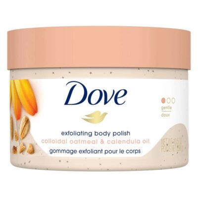 Dove Exfoliating Body Polish Scrub for Silky Skin Oatmeal Calendula Oil Body Scrub Exfoliates Gives Lasting Nourishment 10.5 oz