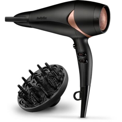 Hair dryer for baby, 2200 watts, bronze black color, high ionized distribution, controls the curl, three temperature settings, two speeds, cold air blow, nano ceramic quartz seramic tip D566Sde