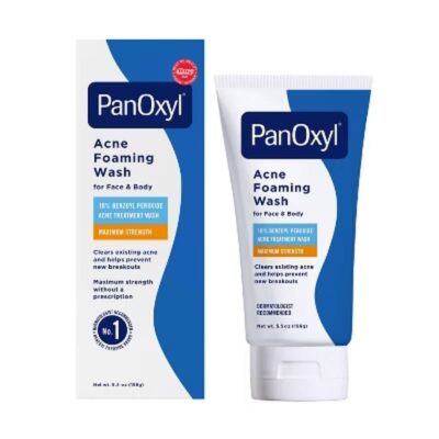 PanOxyl Maximum Strength Antimicrobial Acne Foaming Wash for Face Chest and Back with 10 Benzoyl Peroxide - Unscented - 5.5oz
