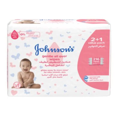 Johnson's Gentle All Over Wipes for Silky Smooth Skin - 216 pieces