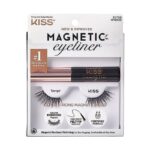 KISS Magnetic Eyeliner & Lash Kit Tempt 1 Pair of Synthetic False Eyelashes With 5 Double Strength Magnets and Smudge Proof Biotin Infused Black Magnetic Eyeliner with Precision Tip Brush