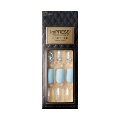 KISS imPRESS Couture Collection Press-On Manicure Elegant with Jewelled Accents Includes 30 Fake Nails Prep Pad Mini File and Cuticle Stick