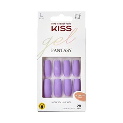 Shop KISS Gel Fantasy Press On Nails 'Save' Purple Long Size Square Shape Includes 28 Fake Nails 2g Pink Gel Nail Glue 1 Manicure Stick 1 Mini File TrueGether