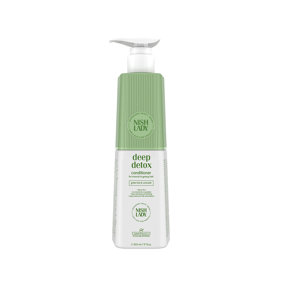 nish-lady-conditioner-deep-detox-503-ml NISH LADY Deep Detox Conditioner for Normal to Greasy Hair, 503ml | Green Tea & Avocado Extracts - Image 1
